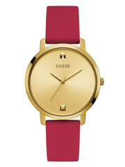 GUESS Women's Stainless Steel Analog Watch with Silicone Strap