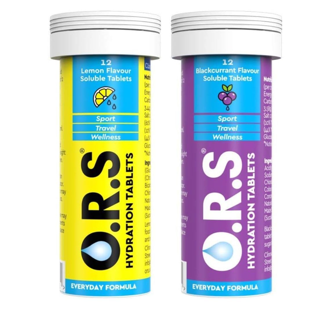 O.R.S Hydration Tablets With Electrolytes, Lemon and Blackcurrant mini (Pack Of 2)
