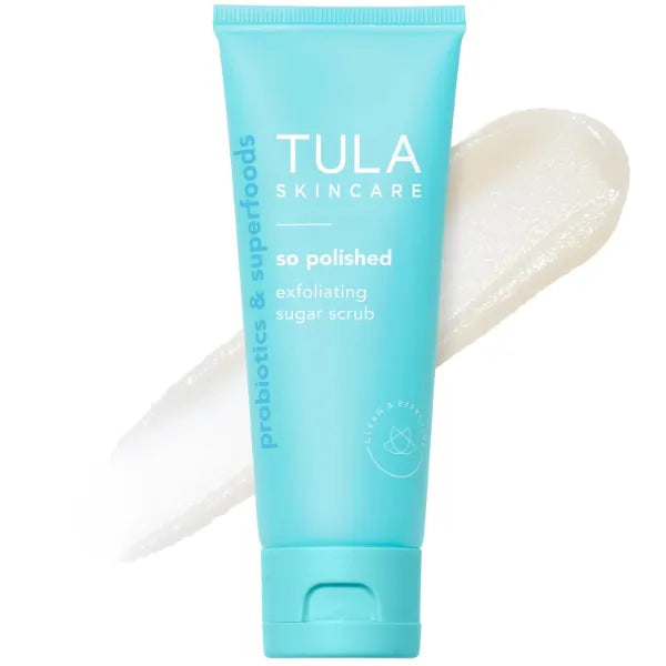 TULA Skin Care So Polished Exfoliating Sugar Scrub - Face Scrub, Gently Exfoliates with Sugar, Papaya, and Probiotic Extracts for a Softer and Radiant-Looking Complexion, 2.9 oz
