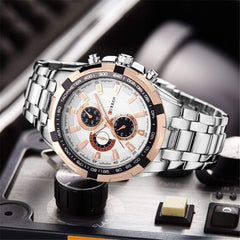 Curren Casual Military Sport Male Wrist Watch - Silver