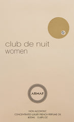 Armaf Club De Nuit Women Non-Alcoholic Concentrated Luxury French Perfume Oil 20Ml, For Her