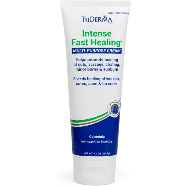 TriDerma Intense Fast Skin Healing Cream for Hard-to-Heal Skin Irritations, Sores, Rashes, Dry, Cracked Hands, Cuts, Chafing, Burns, Scrapes, First Aid Kit Essential, FSA Eligible - 4.0 oz