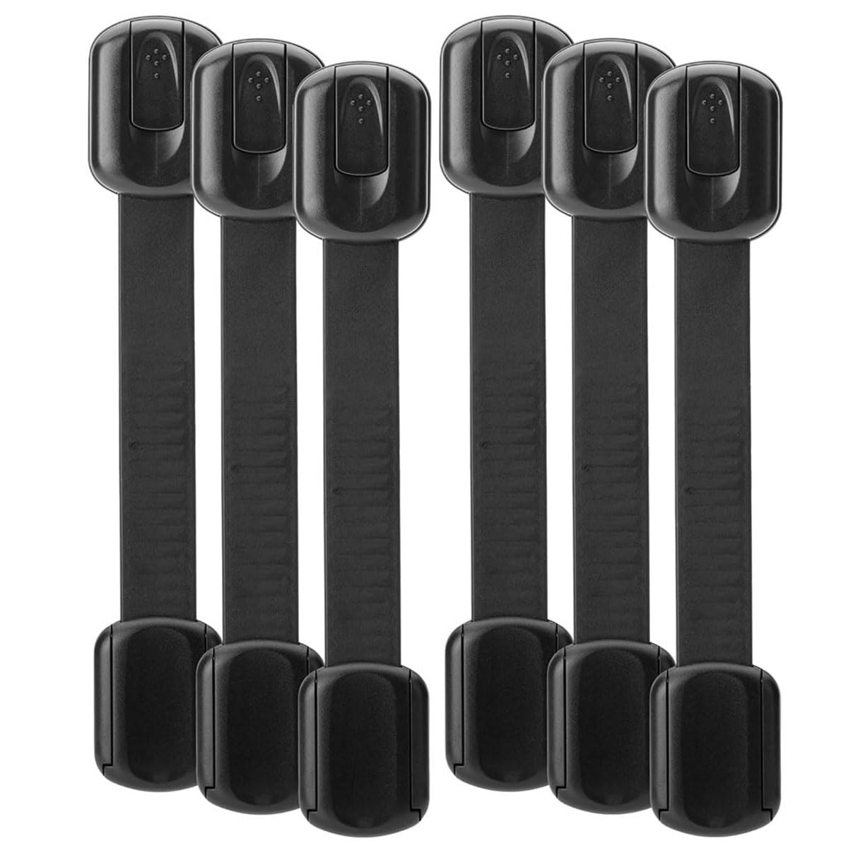 ECVV 6PCS Child Safety Locks Black Baby Safety Latches Adjustable Child Proof Cabinet Latches 3M Adhesives Multi-Purpose Baby Locks for Furniture Door Fridge Oven Toilet