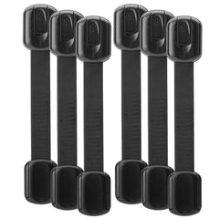 ECVV 6PCS Child Safety Locks Black Baby Safety Latches Adjustable Child Proof Cabinet Latches 3M Adhesives Multi-Purpose Baby Locks for Furniture Door Fridge Oven Toilet