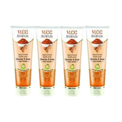VLCC Ayurveda Natural Fairness Double Action Chandan & Kesar Face Wash - 100ml - Pack of 4