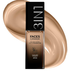 FACESCANADA All Day Hydra Matte Foundation | 3-in-1 Foundation + Moisturizer + SPF 30 | 24 HR Aloe Hydration & Vitamin C | 10HR Long Wear | Medium to High Buildable Coverage | Medium Natural 022 | 2