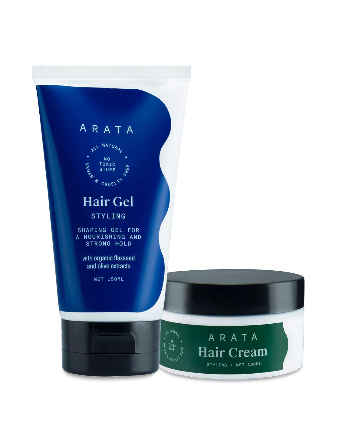 Arata Natural Curl defining Hair Styling Combo with Hair Gel & Hair Cream for Women & Men || All Natural,Vegan & Cruelty Free || For Nourishing,Styling & Strong Hold (250 ml)