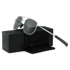 SUNGAIT Men's Military Style Polarized Pilot Aviator Sunglasses Bayonet Temples