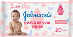 Johnson's Baby Wipes - Gentle All Over, Soft and Soothing Baby Wipes for Delicate Skin 20 Count (Pack of 1)