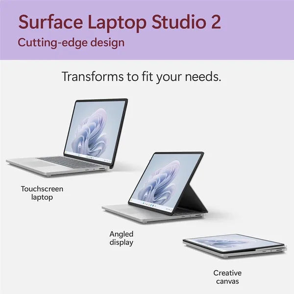 Microsoft 14.4" Touchscreen Surface Laptop Studio 2 (13th Gen) (Intel Core i7, 16GB Ram – 512GB SSD) (ZRG-00001) Platinum