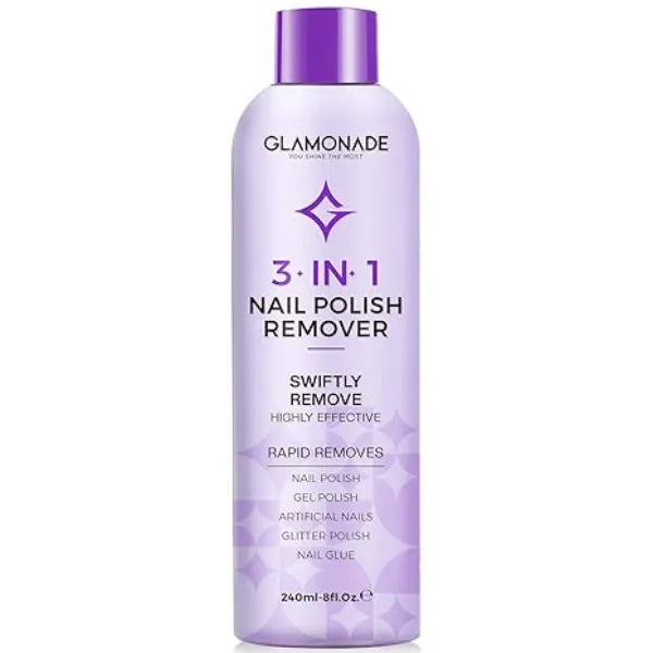 Glamonade Acetone Nail Polish Remover Professional Soak off Gel Nail Polish Remover Enriched with Natural Grape Seed Oil 8 Fl Oz for Gel Acrylic Nail Glue Dip Powder for Home Salon
