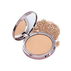 Girlactik Usa. 2-In1 Compact Face Pressed Powder & Contour Bronzer. Weightless, Buildable Coverage. Velvet Finish. -Light