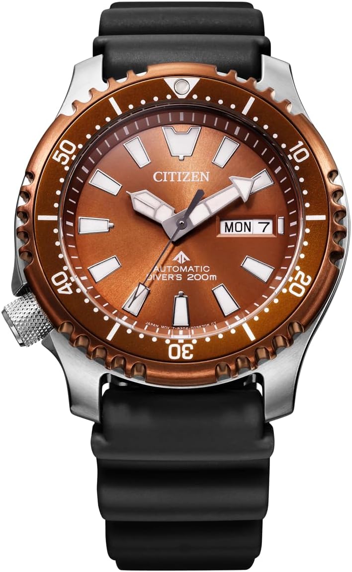 CITIZEN Men's Automatic Promaster Marine Watch Silver/Brown with Interchangeable Strap NY0164-65XE