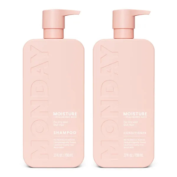 MONDAY HAIRCARE Moisture Shampoo + Conditioner Bathroom Set (2 Count) 27 oz Each for Dry, Coarse, Stressed, Frizzy Hair, Made with Coconut Oil, Rice Protein, Shea Butter and Vitamin E
