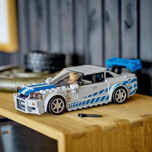 LEGO 76917 Speed Champions 2 Fast 2 Furious Nissan Skyline GT-R (R34) Race Car Toy Model Building Kit, Collectible with Racer Minifigure, 2023 Set for Kids