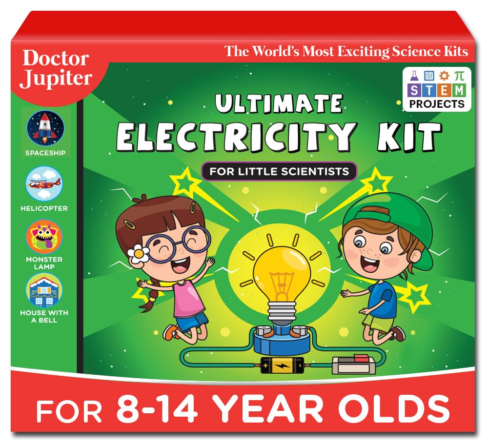 Doctor Jupiter Toy Electricity Kit for Boys & Girls Ages 7-8-9-10-11-12-13-14 | Birthday Gifts for 7+ Year Old Kids | Learning & Education toys