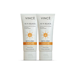 Vince Sunblock SPF 40 Deal 2 – Advanced Sun Protection against UVA/UVB Rays, Pollution & Infrared – Hydrates, Soothes & Prevents Premature Aging – No White Cast, 75ml Each