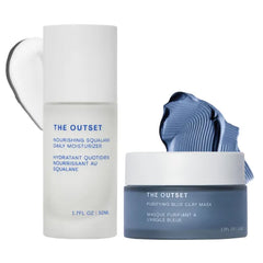 The Outset Nourishing Squalane Daily Moisturizer and Purifying Blue Clay Mask, Gentle, Fragrance Free Multi-Benefit - Hydrating, Brightening, Plumping and Anti-Aging - Clean, Vegan, Gluten Free - All