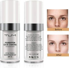 2 Pack Concealer Cover,Flawless Colour Changing Foundation Makeup Base Nude Face Liquid Cover Concealer