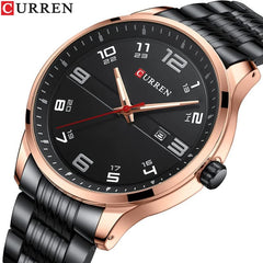 CURREN Fashion Design Stainless Steel Quartz Watches Casual Simple Wrist Watch Men Luminous Wrist Watch 8411 - BLACK