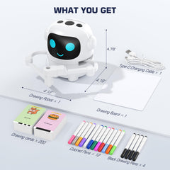 Kids Drawing Robot with 200 Cards, Toy for 3 4 5 6 7 8 Year Old Boy Girls