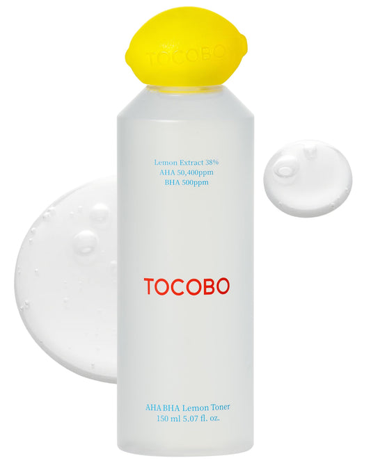 TOCOBO AHA BHA Lemon Facial Toner | Vitamin C and Lemon Extract, AHA, BHA, Calming and Soothing Moisturizer | Natural Ingredients, Vegan Toner, Cruelty Free - 5.07 fl oz / 150 ml