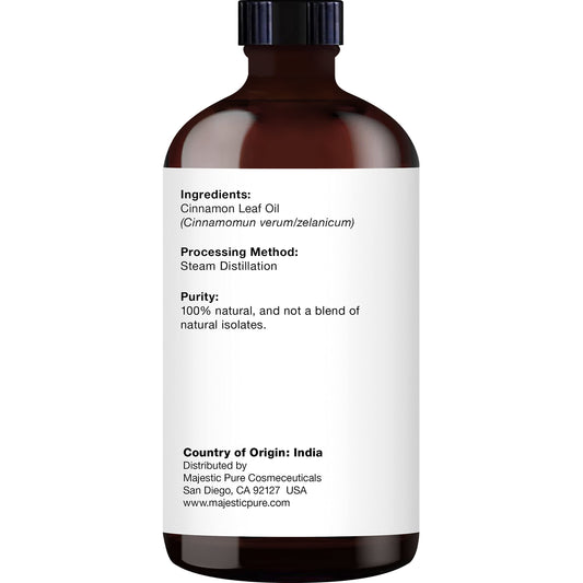 MAJESTIC PURE Cinnamon Essential Oil | 118 ml | 100% Pure and Natural Cinnamon Oil | Premium Grade Essential Oils for Hair Care, Home Diffusers, Skin, Aromatherapy, Massage and Humidifiers | 118 ml