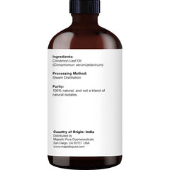 MAJESTIC PURE Cinnamon Essential Oil | 118 ml | 100% Pure and Natural Cinnamon Oil | Premium Grade Essential Oils for Hair Care, Home Diffusers, Skin, Aromatherapy, Massage and Humidifiers | 118 ml