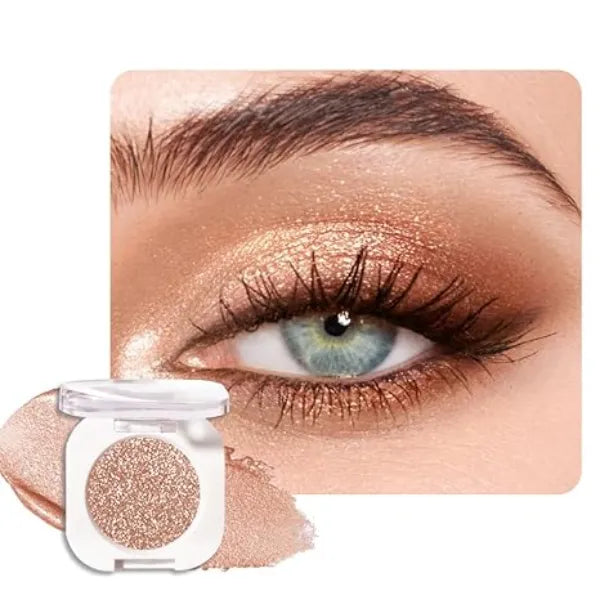FeiCuiYun Single Glitter Shimmer Sparkle Eye shadow Palette Makeup, Light Brown Glitter Eyeshadow for Women, Pigmented Waterproof Sombras Para Ojos, Vegan, Talc, Paraben, 09