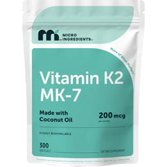 Micro Ingredients Vitamin K2 MK-7 200 mcg Per Serving, 300 Coconut Oil Softgels | K2 Vitamin Supplement with Coconut Oil | Non-GMO