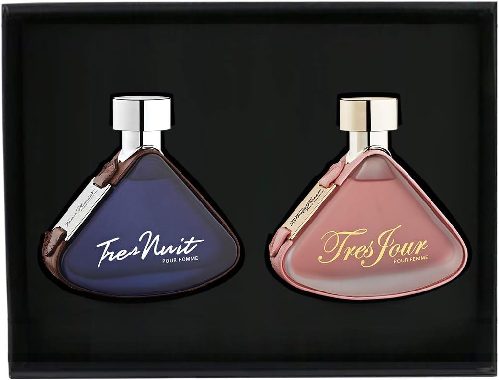 Armaf 2 Piece Perfume Set, Tres Nuit 105ML Eau De Toilette For Him Blue & Tres Jour 105ML Eau De Parfum For Her Pink