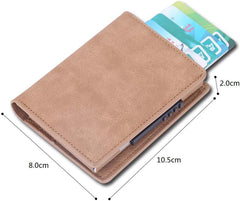 ABure Wallet with Money Clip RFID Blocking Wallet|Minimalist Genuine Leather Mens Card Wallet | Credit Card Holder| Contactless Credit Card Protector |Ultra Thin Automatic Pop-up Card Case(Beige)