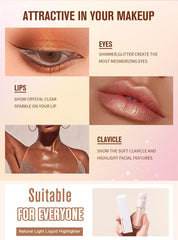 3Pcs Liquid Highlighter, Stick Liquid Luminizer Makeup Liquid Illuminator Face Highlighter, Liquid Luminizer Shimmer Stick with Cushion Applicator, Natural Glow Makeup Sparkly Highlighters for Face