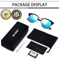 Joopin Polarized Semi Rimless Sunglasses Men Women, Classic Half Frame Sun Glasses UV Protection