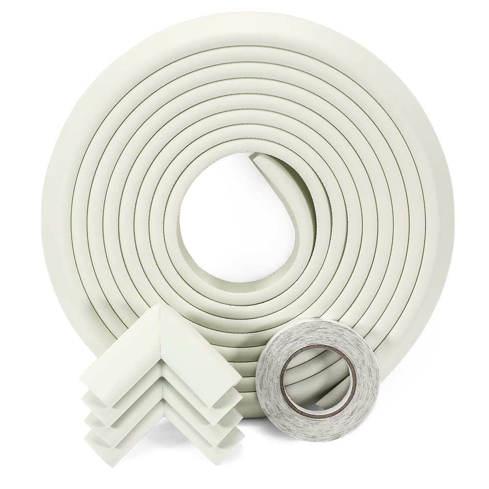 StickGuard Baby Safety Corner Guard, Table Edge Corner Protector Strip for Kids, Baby Proofing Foam for Furniture Edges & Corner Guard Cushion Set Child Protection Bumper Strip - 4 Meters (White)