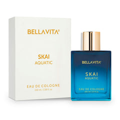 Cologne for men - Skai Aquatic Cologne for Men & Women with Bergamot, Pink Pepper | Long Lasting Cologne for men, 20% Perfume Oil Concentration | Unisex | Vegan | Not tested on animals | 3.3 Fl.oz