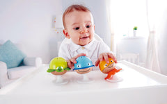 Hape Stay-Put Rattles 3-Piece Baby Toy Set with Suction Cups, Bright, Colorful Sea Animal Toys Whale, Turtle, Octopus Suction Toys, Sensory & Motor Skills, Infant Toys, Highchair Toys, Mealtime Toys