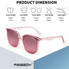 FEISEDY Women Oversized Vintage Polarized Sunglasses Square Cute Trendy Classic Simple Men B2758
