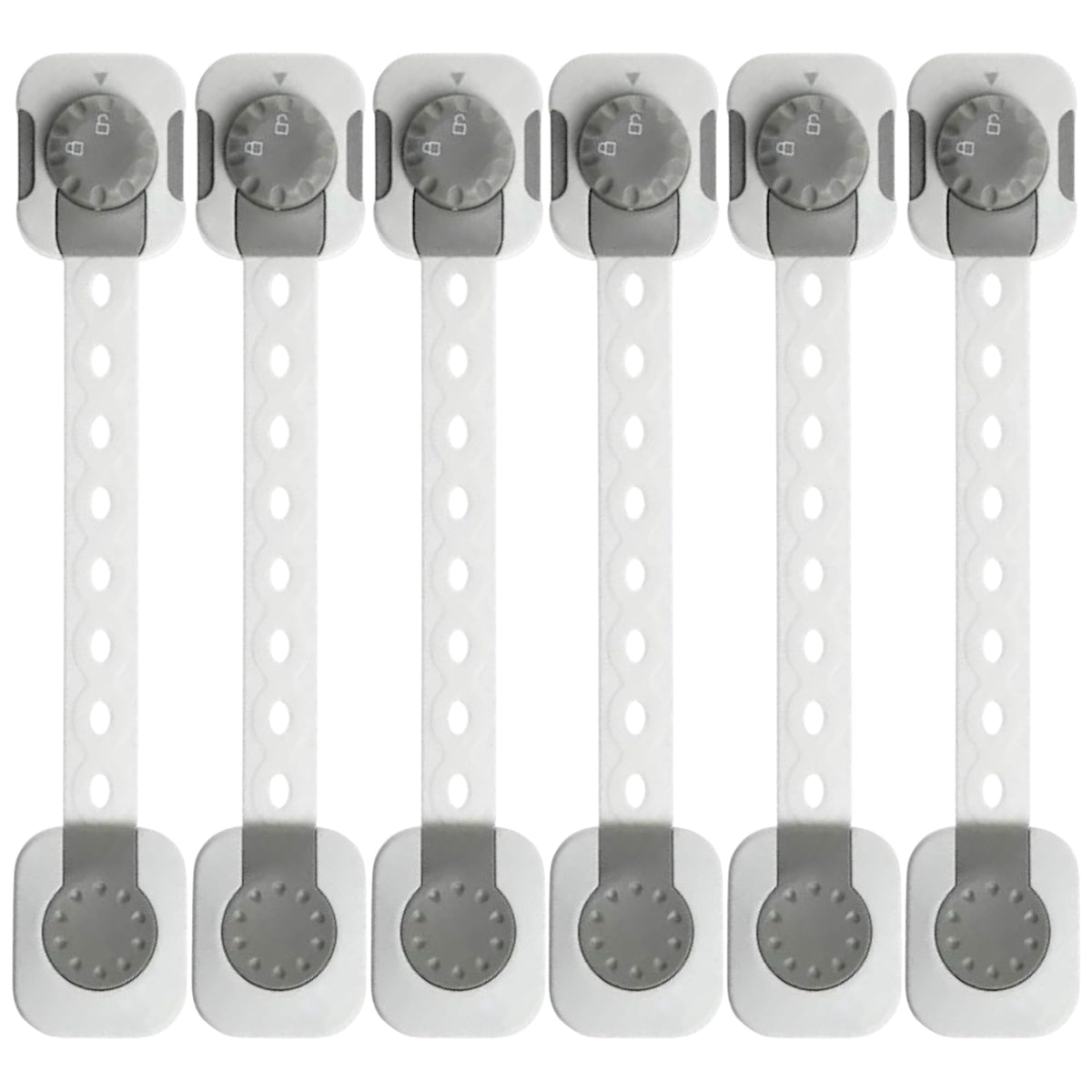 H&A Child Safety Latches - Child Locks for Cabinets - 3M Adhesive Drawer locks for Babies - Adjustable Baby proofing set for Cupboard, Toilet, Oven, Fridge, Door, Window (Grey, Pack of 6)
