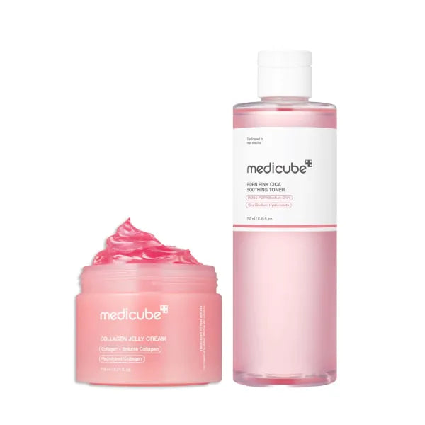 medicube Pink Glow Home Care Duo: PDRN Pink Peptide Toner and Collagen Jelly Cream (110ml) | Holiday Stocking Stuffers
