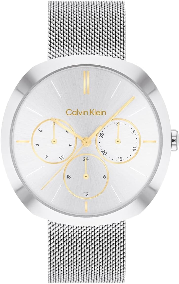 Calvin Klein Analogue Multifunction Quartz Watch for Women Shape Collection with Stainless Steel Bracelet - Silver/Grey