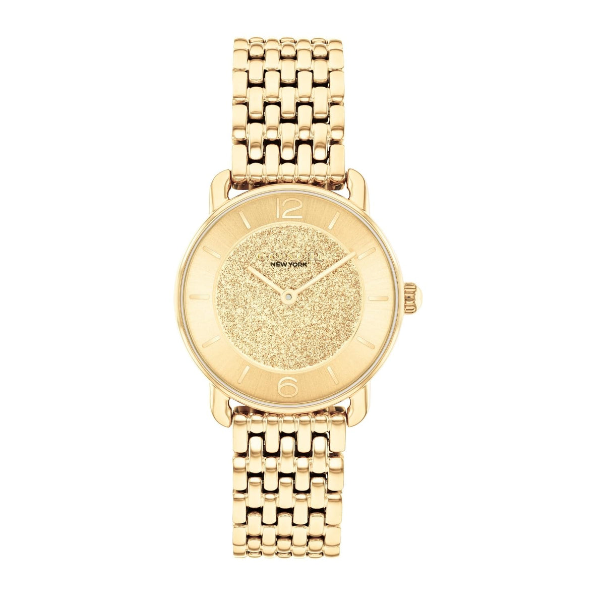COACH WOMEN'S GOLD DIAL IONIC PLATED THIN GOLD STEEL BRACELET WATCH - 14504370