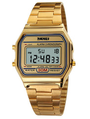 FANMIS Classic Unisex Digital Electronic Multifunctional Military Sports Watch Waterproof Square Led Watch Chronograph Fashion Stainless Steel Business Watches for Men