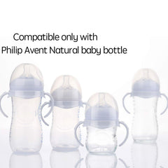 X spring Baby Bottle Handles, 6 Pack Baby Bottle Holder for Baby, Dishwasher Safe, Non-slip Easy Grip Bottle Handles for Philips Avent Natural Baby Bottles and Avent Bottle Holder for Baby(White)