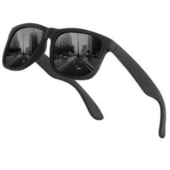 WASAIKKU Polarized Sunglasses for Men Women Classic Fashion Sunglasses Baseball Cycling Driving Fishing Golf Mens Sunglasses with UV Protection (black matte frame with black lens)