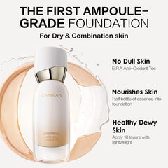 Carslan Sheer Liquid Foundation With Hydrating Serum, 24H Long-Lasting Moisturization, Medium Full Coverage, Anti-Aging, Build Dewy Health Skin, P01 Fair Porcelain, 1 FlOz