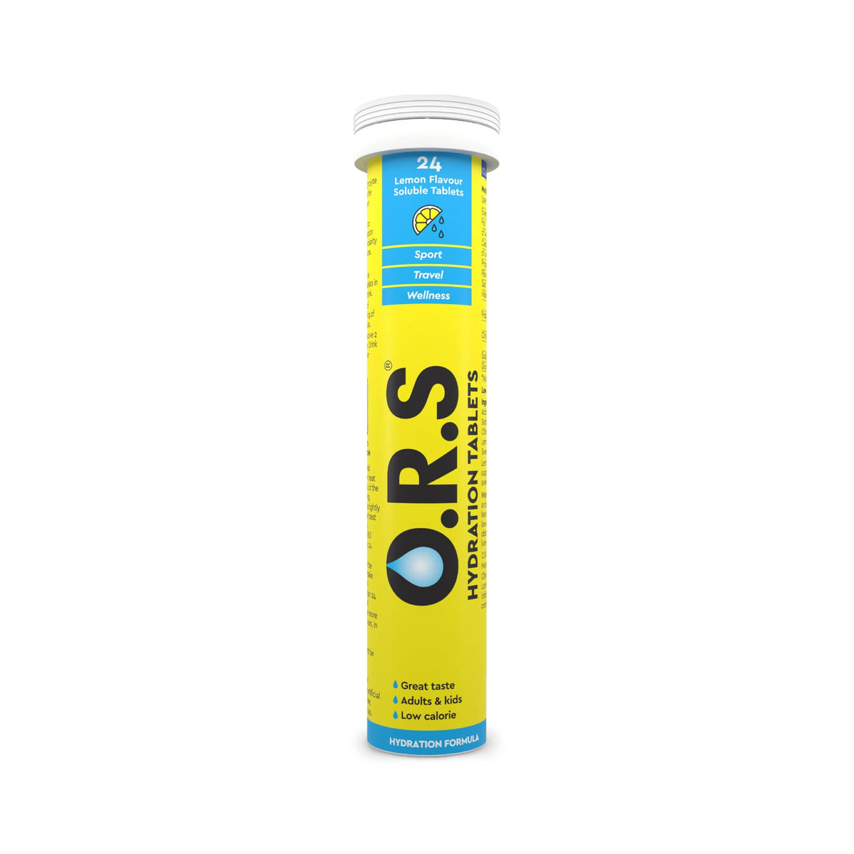 O.R.S Hydration Tablets - Soluble Sports Hydration Tablets with Natural Lemon Flavour, 24 Tablets
