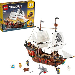 LEGO 31109 Creator 3in1 Pirate Ship Toy with Inn & Skull Island, Gift for Kids, Boys & Girls age 9 Plus Years Old with Minifigures and Shark Figure