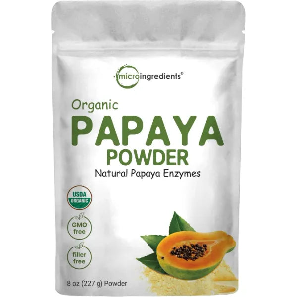 Micro Ingredients Organic Papaya Fruit Powder, 8 Ounce, Freeze Dried, Naturally Rich in Papaya Enzyme, No GMOs & Vegan Friendly