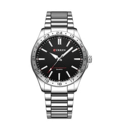 CURREN New Model CURREN Brand Light Up Dial Male Watch Simple 43mm Big Dial Stainless Steel Strap Waterproof 3ATM Men's Clock 8452 - SILVER BLACK